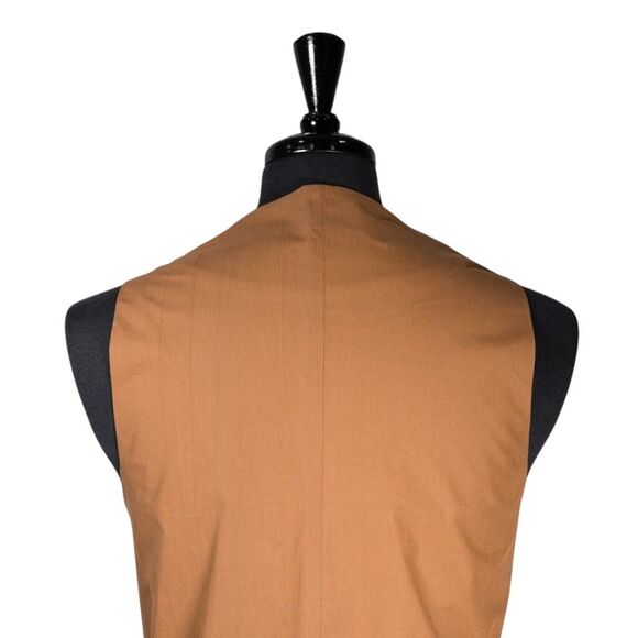 Mens Waistcoat Suit Lapel Vest 40R Orange Green Plaid Check Formal Wedding Party - Picture 8 of 9